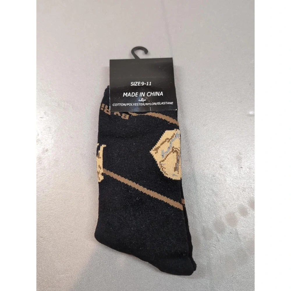 Monique's Sweet Dreams Golden Retriever Dog Socks Black Crew Size 9-11 NWT